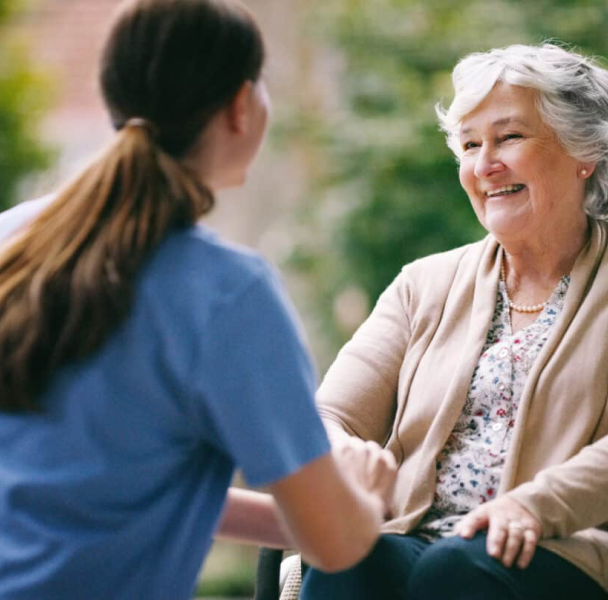 Senior receiving care at home